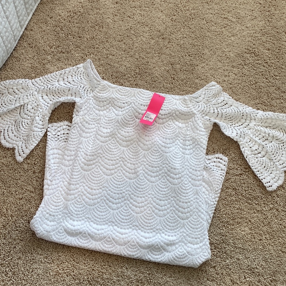 LAST DAY TO BUY! NWT Lilly Pulitzer Lexa Dress Resort White Scalloped Shell Lace - Picture 4 of 7